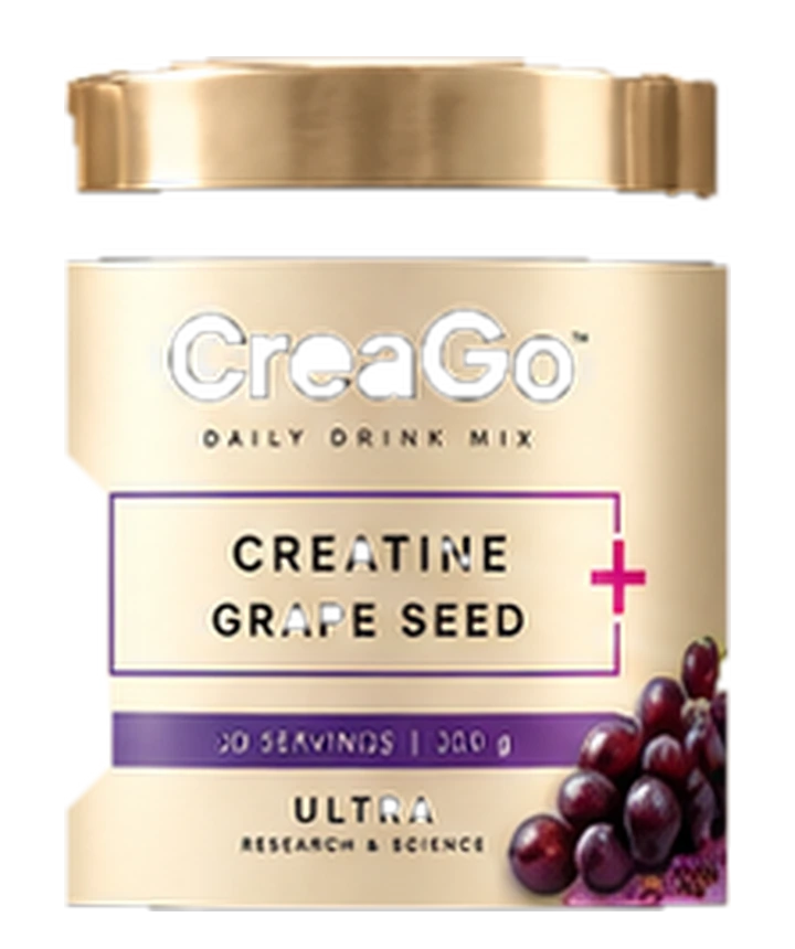 Official CreaGo Creatine + Grape Seed packaging