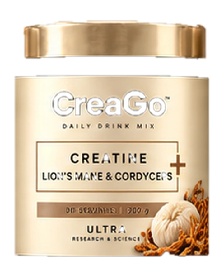 Official CreaGo Creatine + Lion's Mane & Cordyceps packaging