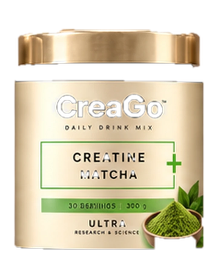 Official CreaGo Creatine + Matcha packaging