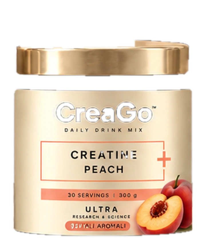 Official CreaGo Creatine + Peach packaging