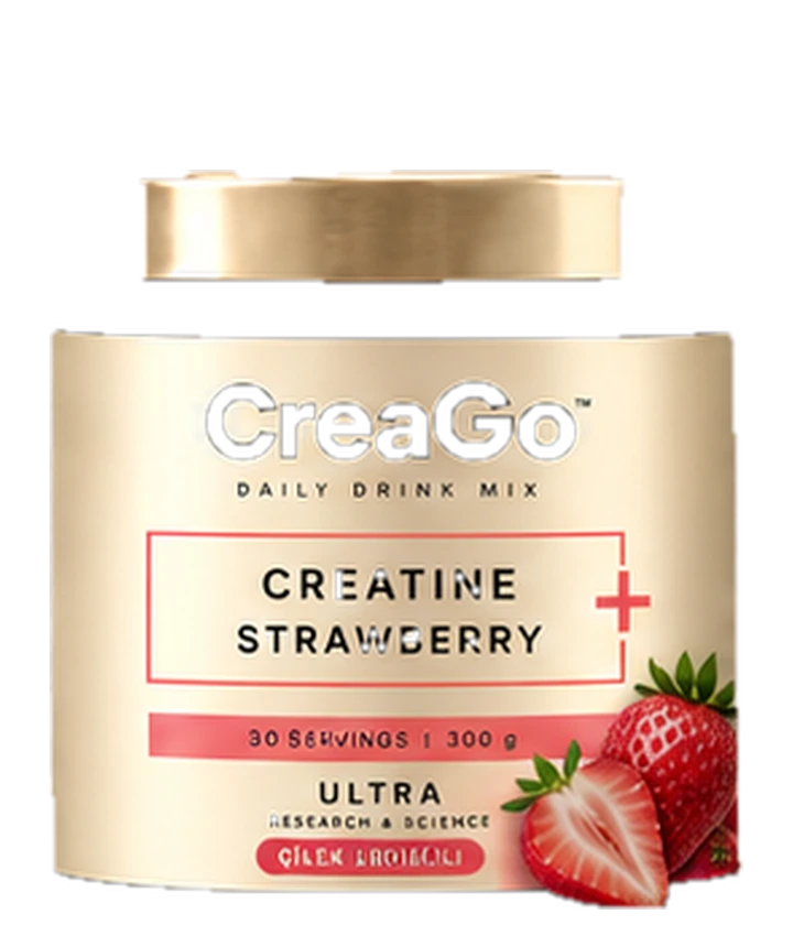 Official CreaGo Creatine + Strawberry packaging