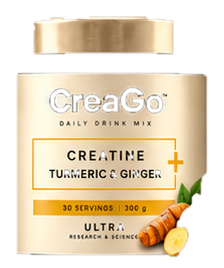 Official CreaGo Creatine + Turmeric & Ginger packaging